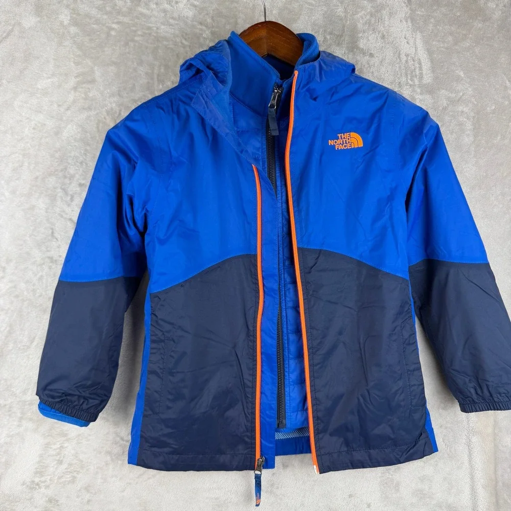 The North Face Boys Triclimate 3-in-1 Jacket Blue Navy Orange Size S 7/8 DryVent